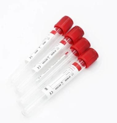 Medical Disposable Red Cap 13*100mm Vacuum Plain Blood Collection Tube for Adult with CE ISO