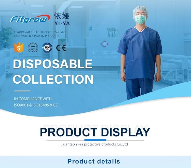 Nonwoven Farbic Disposable Medical Use V-Style Nurse Scrub Suits