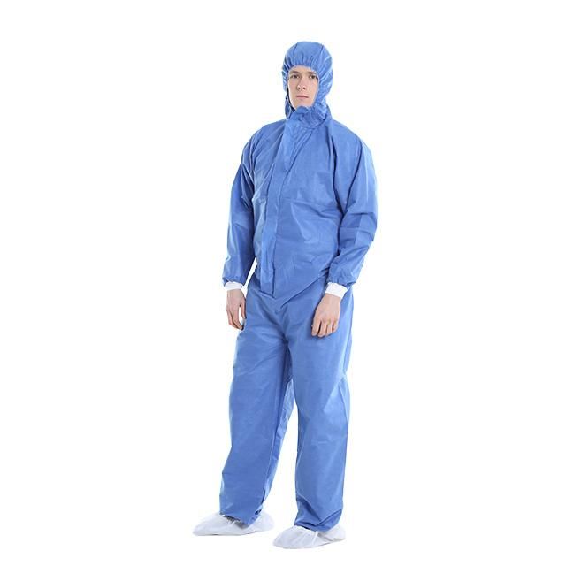 Type 5 Type 6 Standard Anti-Static Blue SMS Breathable Disposable Coverall with Hood for Dust-Free Workshop