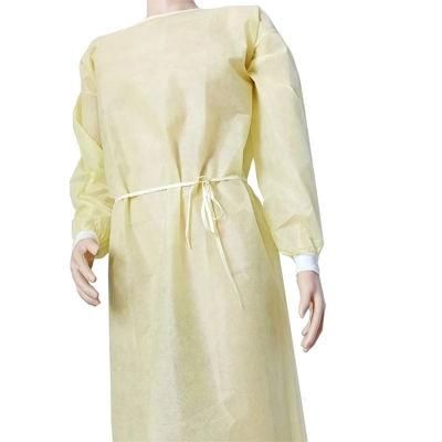 Wholesale Disposable PP Nonwoven Yellow Isolation Gown Medical for Patients