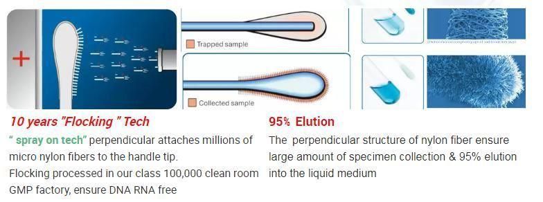 Medical Approved Disposable Individual Flocked Sampling Swab