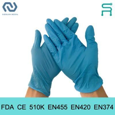 Fast Delivery FDA CE 510 En455 Disposable Nitrile Examination Gloves