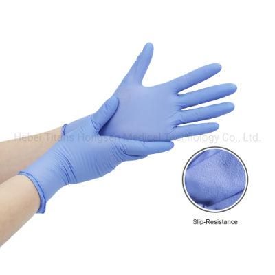 Titanfine Disposable Blue Nitrile Powder Free Non-Sterile Examination Gloves Manufacturer with CE En374 En455
