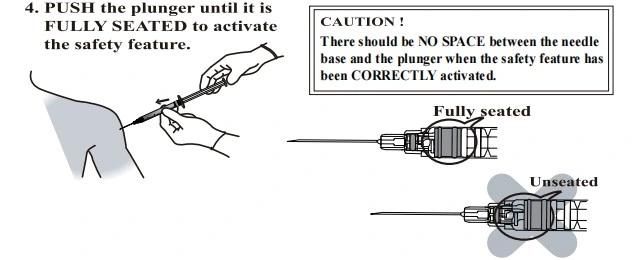 CE/FDA Approved Retractable Safety Syringe 0.3/0.5/1/3/5for Hypodermic Injection