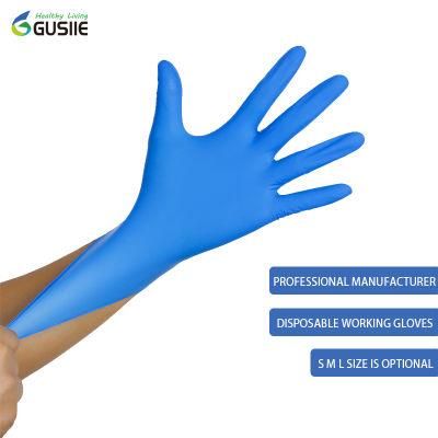 Manufacturers Blue Powder-Free Disposable Nitrile Gloves Examination Glove