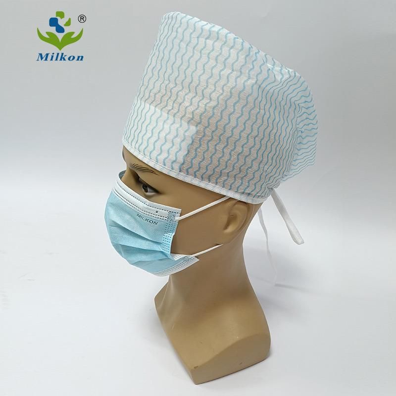 Disposable PP Non Woven Strip Clip Cap Bouffant Head Cover Hair Net Surgical Doctor Hat Round Mob Cap