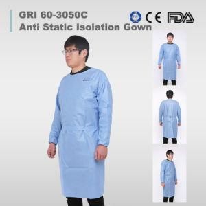 High Quality Protective PP PE Anti Static Disposable Isolation Gown PE Coated PP Non- Woven Isolation Gown for Hospital Use