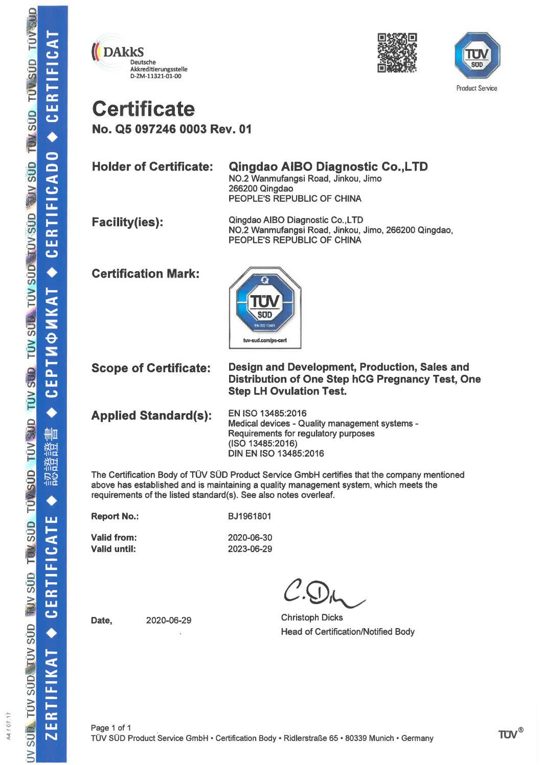 Easy to Read and Easy to Judge High Accuracy Bovine Early Pregnancy Diagnostic Test