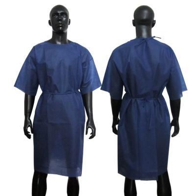 Disposable Dark Blue Hospital Patient Gown for X-ray Examination