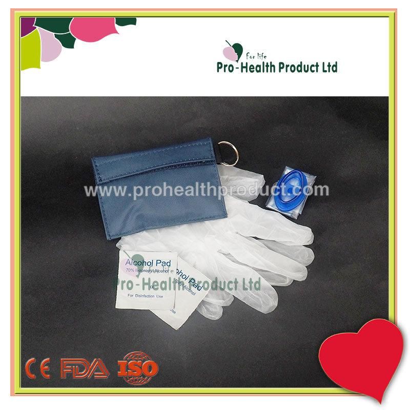 CPR Face Mask With Keychain First Aid Gloves Alcohol Pads