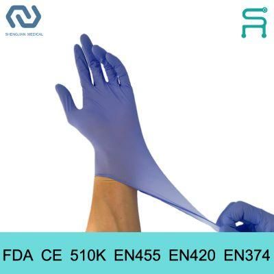 Nitrile Gloves 510K En455 En420 Powder Free Disposable Nitrile Examination Gloves