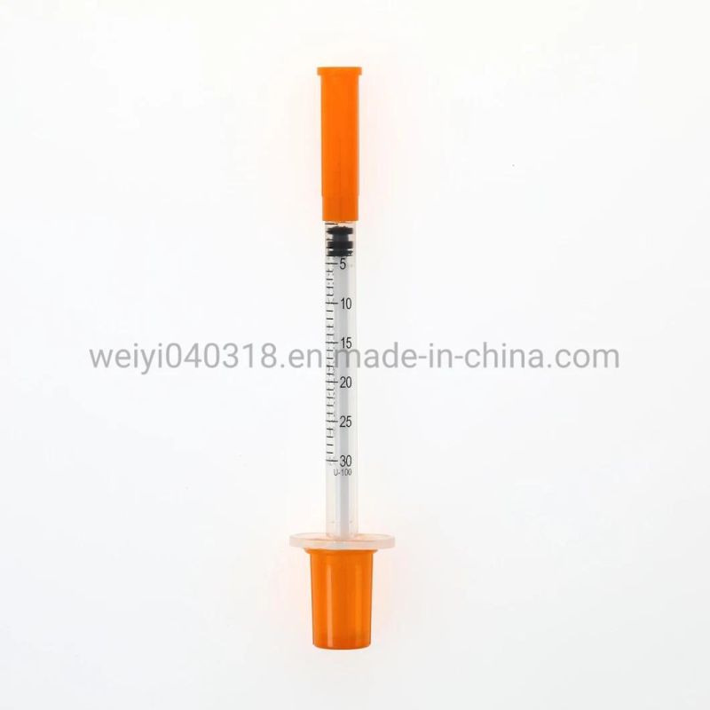 Sterile Disposable Medical Insulin syringe with Fixed Ultra Fine Needle U-40/U-100 0.3ml/0.5ml/1.0 CE&ISO