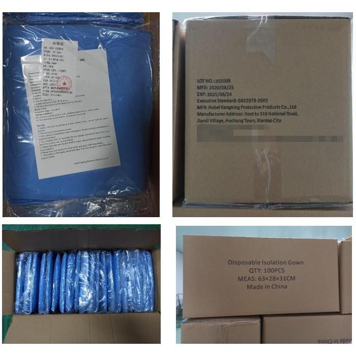 Xiantao Factory SMS Medical Gowns Disposable with 4 Straps