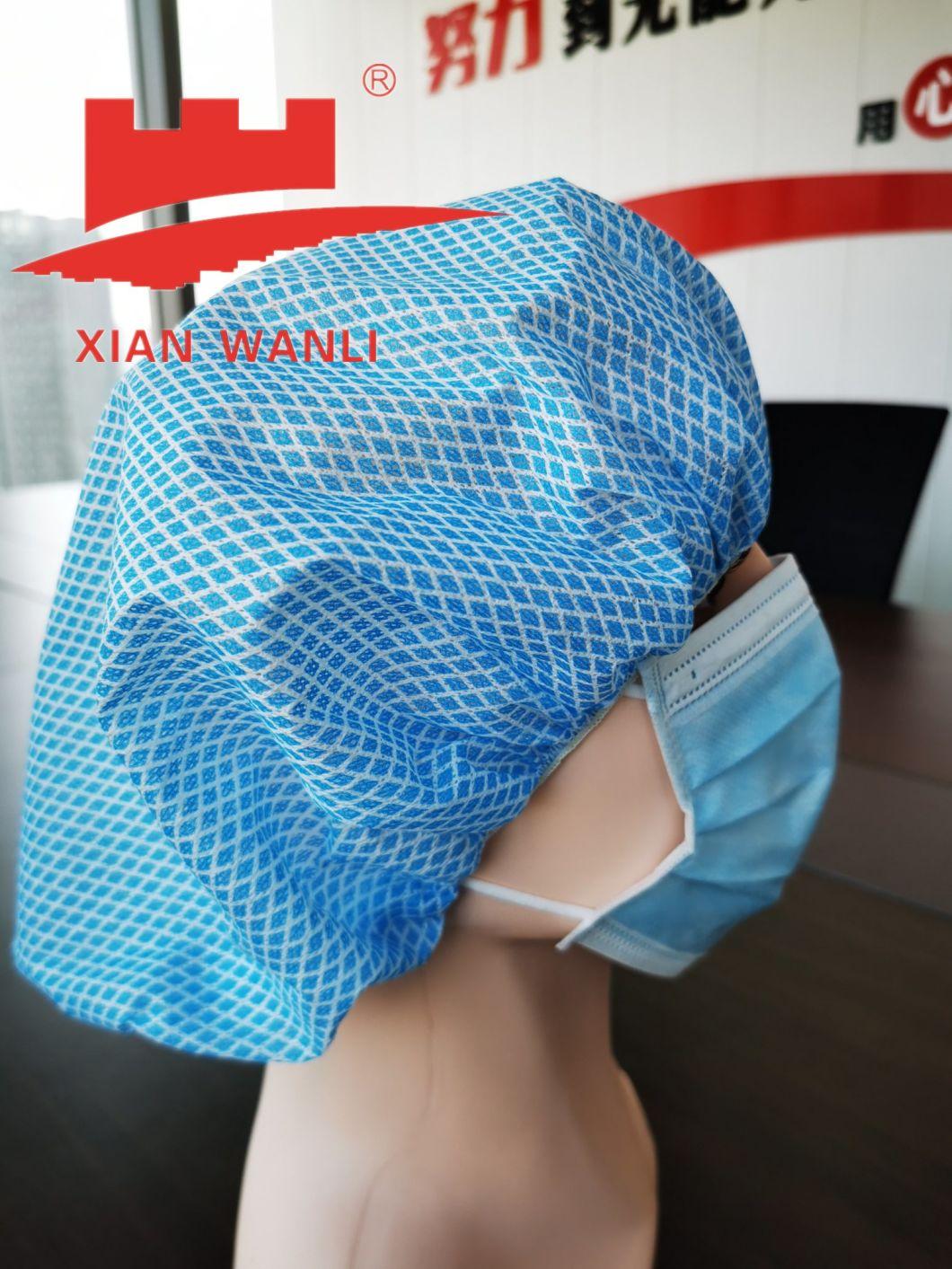 Disposable Spunlace Nonwoven Work Cap Tie-on, Made by Hand