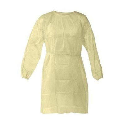 Disposable Clothing, Yellow PP+PE Medical Isolation Gowns Elastic and Knitted Cuffs