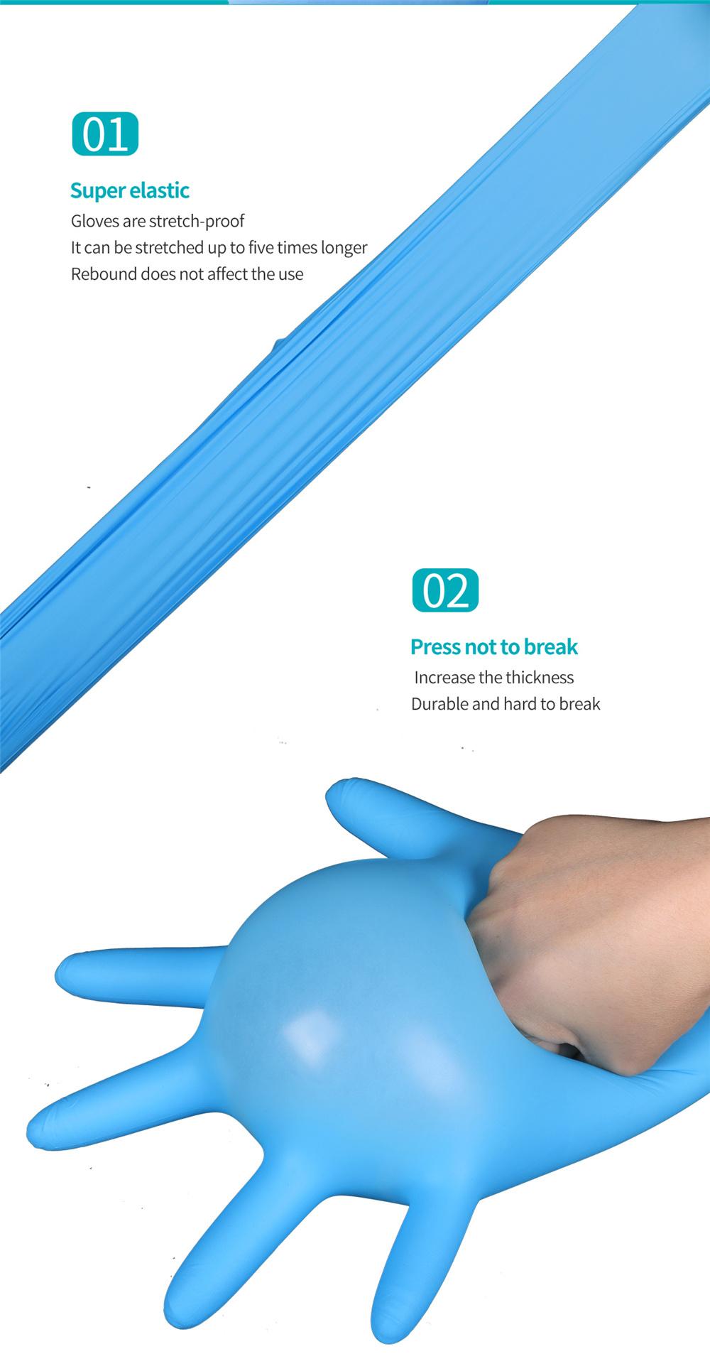 Disposabl Examination Gloves Blue Powder Free Medical/ Non Medical Nitrile Gloves