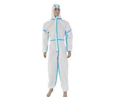 Type 4 5 Disposable Medical PP+PE Sf SMS Laminted with Boots Elastic Cuff Flap Overall Suit Coverall