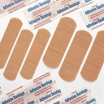 Medical Supply Adhesive Tape 56X19mm Elastic Fabric Band-Aid Comfort-Flex Adhesive Bandages-Plastic Tan Color