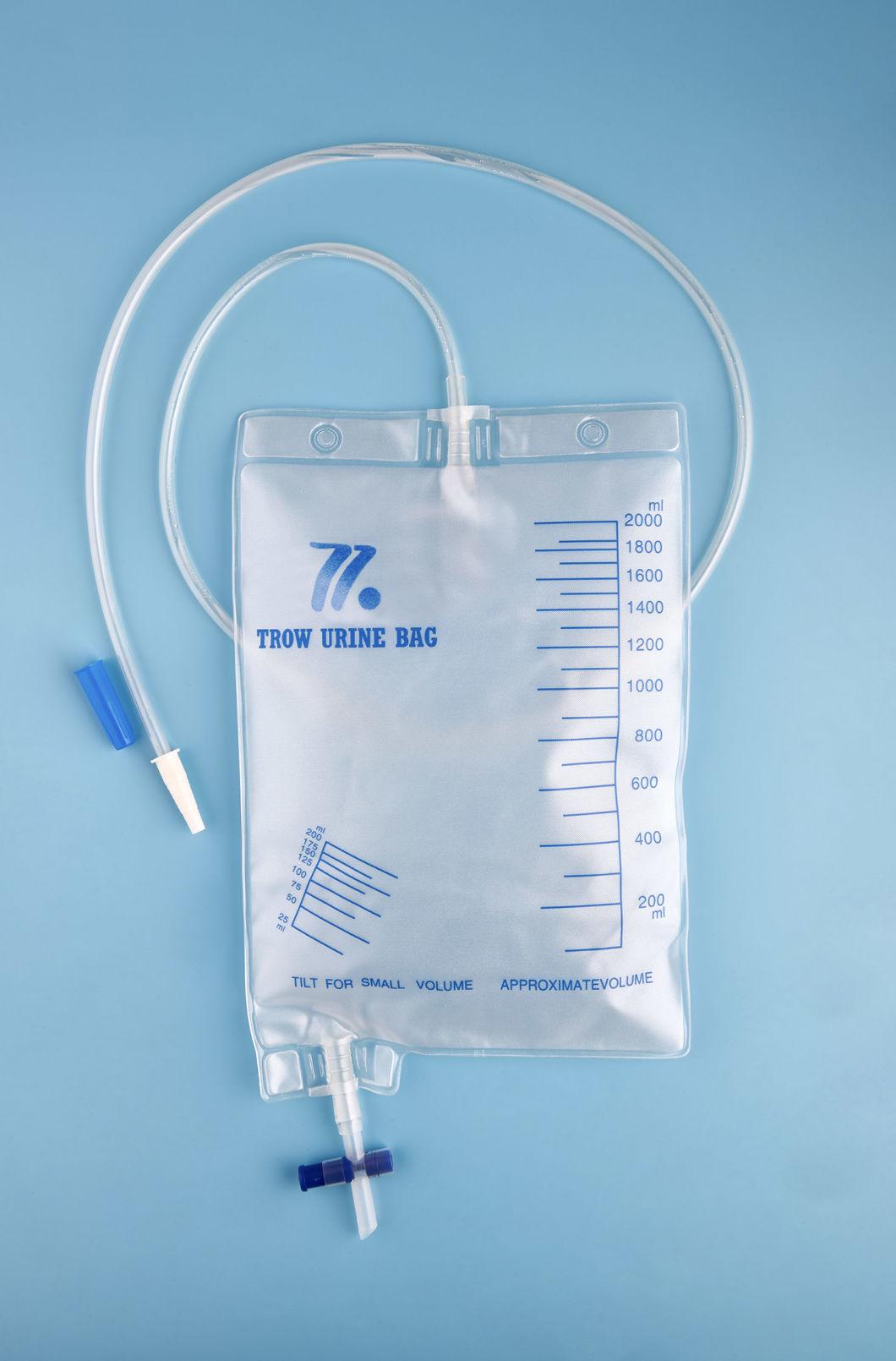 Medical Disposable Drainage Urine Bag 2000ml T-Tap Non-Return Valve Frosted Tube