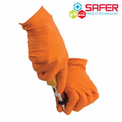 Diamond Orange Powder Free Disposable Nitrile Gloves 8 Mil, Heavy Duty