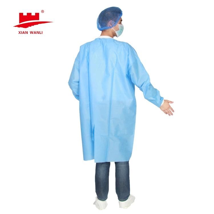 Protective Medical/Surgical/Hospital/Dental/Nonwoven Microporous/Poly/SMS/CPE/PP+PE Waterproof Disposable Lab Coat for Doctor/Patient/Visitor/Industry Safety