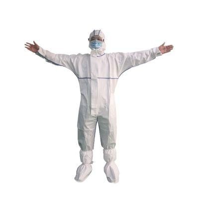 CE Certificated Type5/6 Cat 3 Strong Resistance Laminate Waterproof Hooded Protective Coverall Disposable