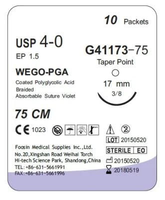 Sterile Surgical Sutures of PGA Thread