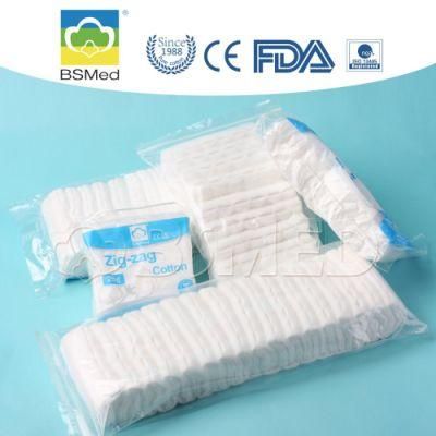 Absorbent Medical Supply Disposable Products Daily Use Zig-Zag Cotton FDA Ce ISO Certificates