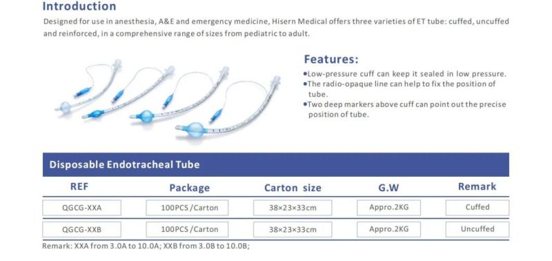 Qgcg-Xxb Disposable Endotracheal Tube