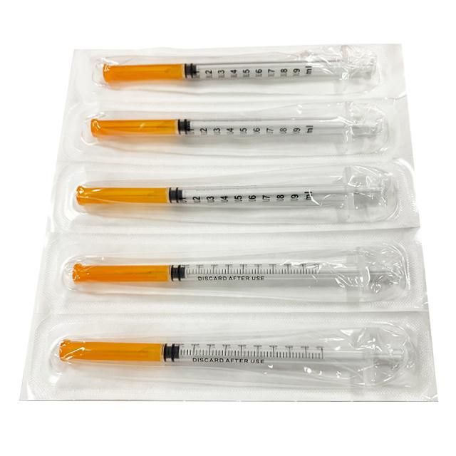 CE ISO Disposable Vaccine Syringe 1ml Luer Slip Vaccine Injector Medical 3-Part Syringe with Fixed Needle 1cc Low Dead Space