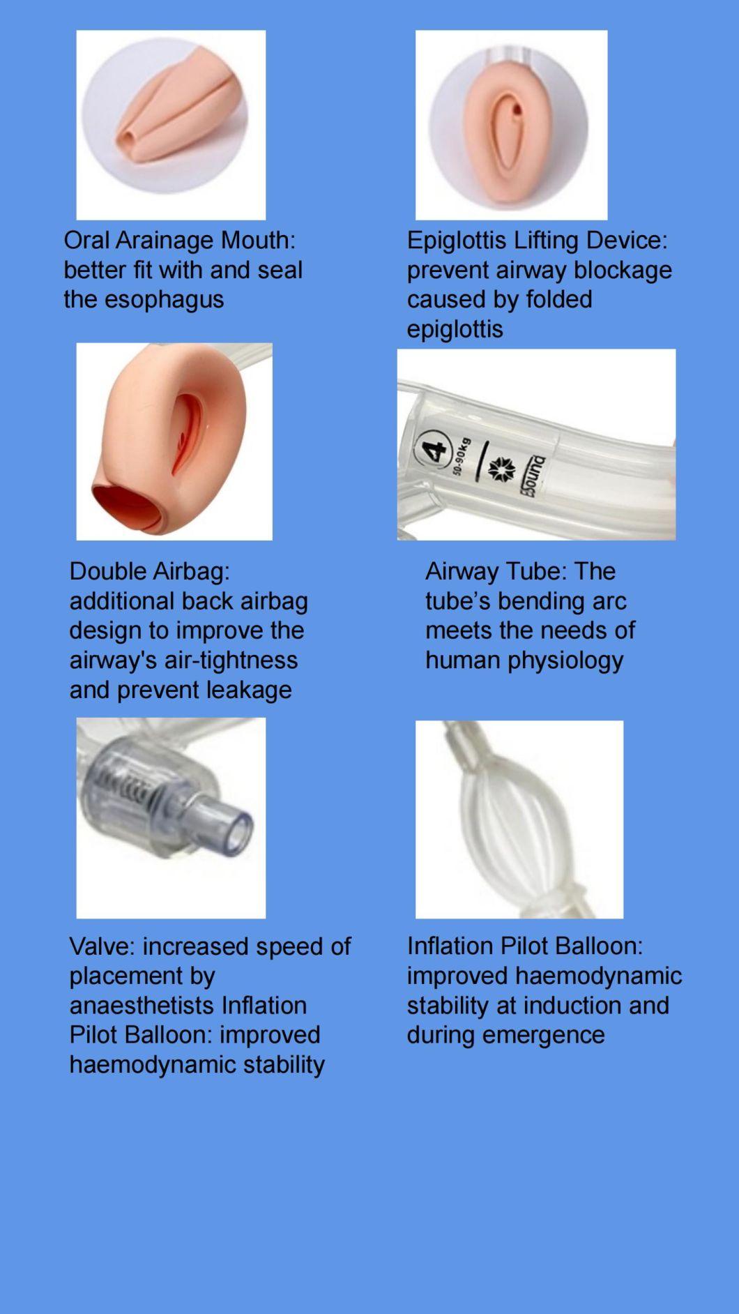 Medical Silicone Double-Lumen Laryngeal Mask Airway Disposable Stomach Airway (III)