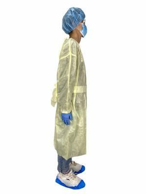 Yellow Color Universal Size Pppe Medical Surgical Isolation Gown