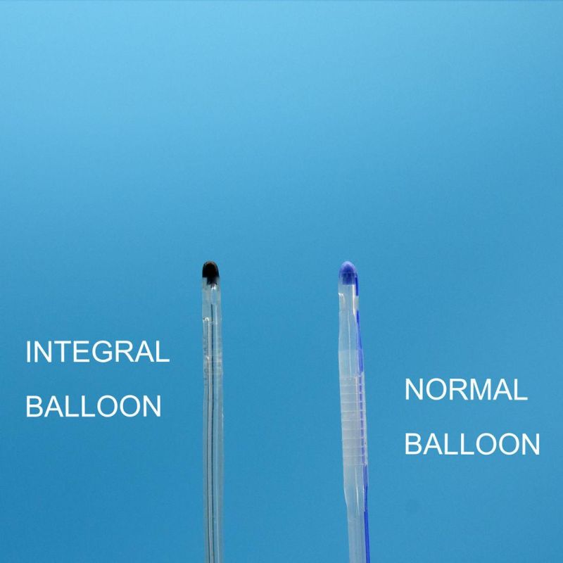 Integrated Flat Balloon Silicone Urinary Catheter with Round Tip, Tiemann Tip, Open Tip, 2 Way, 3 Way Uretheral or Suprapubic Use Integral Flat