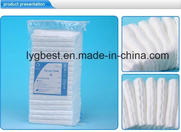 First Aid Surgical Absorbent Medical Zig-Zag Cotton with Ce/FDA/ISO Certificates