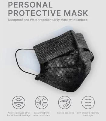 Black Surgical Mask CE En14683 European Standard Disposable Procedure Face Mask