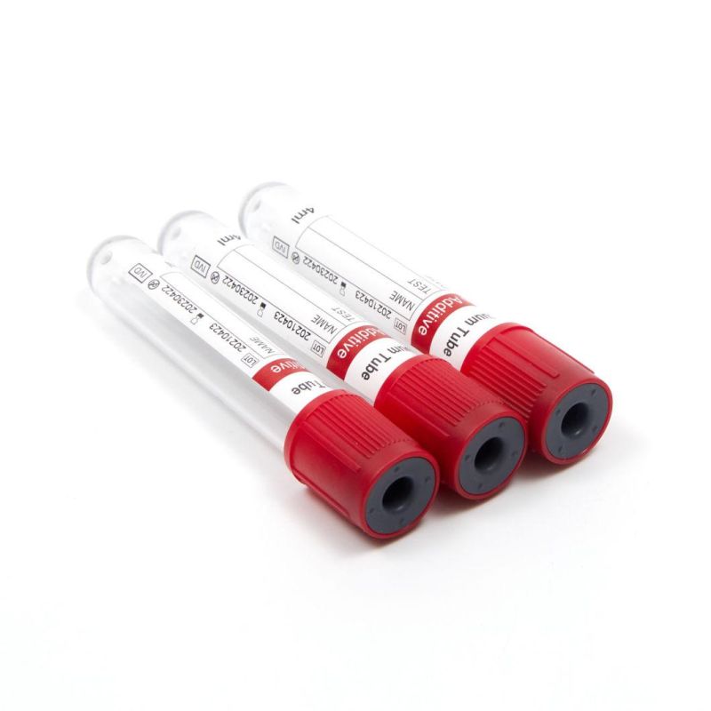 High Quality Disposable Medical Pet Plain Red Cap Vacuum Blood Collection Tube