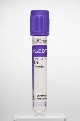 Vacuum Blood Collection Tube, EDTA Tube Approved with Ce&ISO 13458, Glass or Plastic