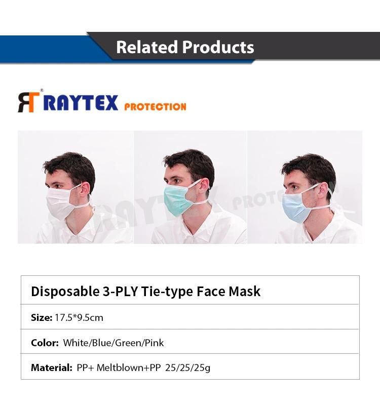 Hot Sale Industry En14683 Bfe99 Earloop Elastic Protective PP 3 Ply Face Mask