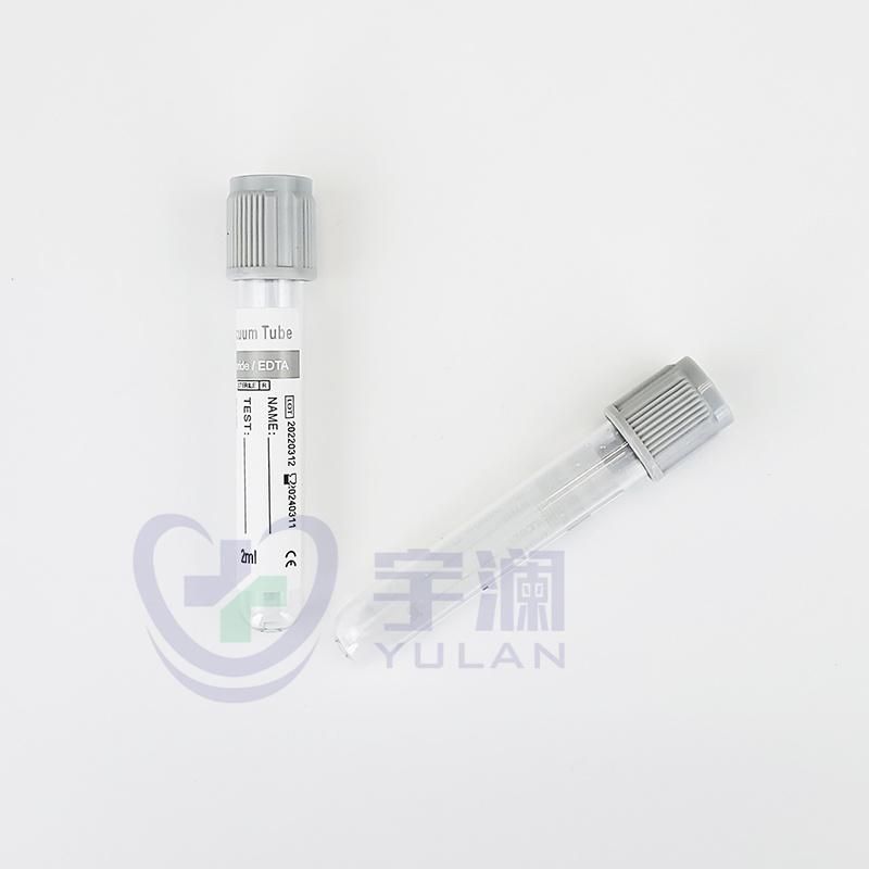 Disposable Pet Vacuum Blood Collection Tube Grey Cap Sodium Fluoride EDTA K2 Glucose Tube