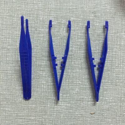 Disposable Medical Tweezers Blue Plastic