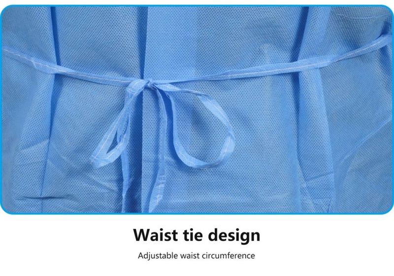 Disposable Surgicalgowns Waterproof Surgicaldress Surgicalclothes SMS Medicaldisposable Blue CE Class I Elastic Cuff
