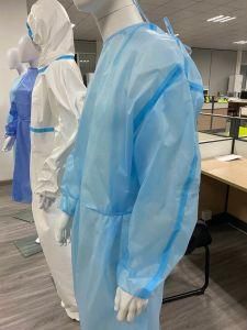 Protective Clothing Waterproof Disposable PP PE Blue Isolation Gown Non Sterile