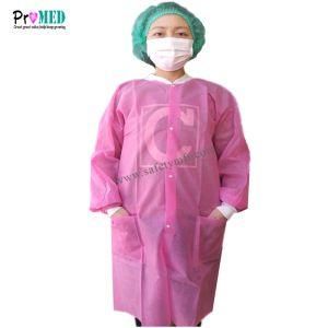 ISO 13485, FDA, CE Certified Disposable nonwoven lab coat, SMS/SMMS lab coat, visitor coat with Velcro closure