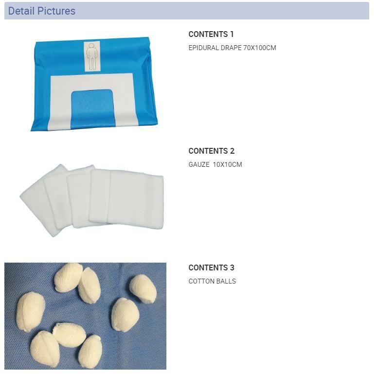 Disposable SMS Epidural Kit, Epidural Drape with Hole