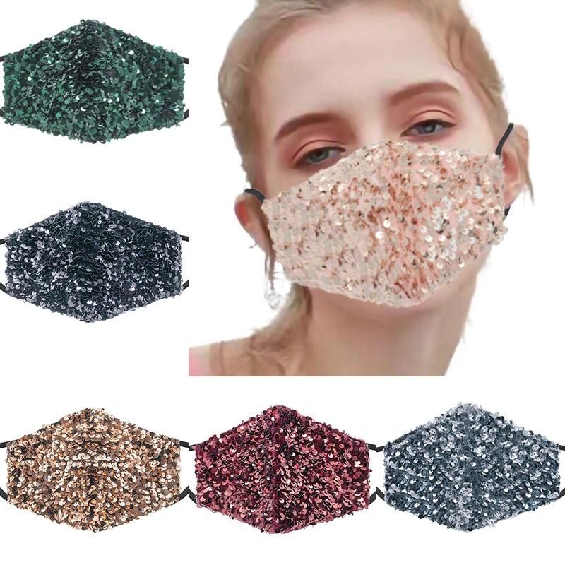 Custom Black Protective Reusable Face Masking Without Filtering Diamond Crystal Bling Rhinestone Face Masking for Party