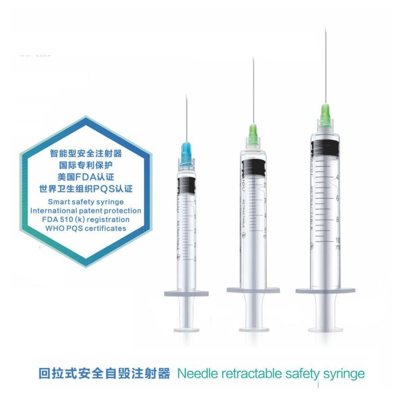 Factory Price Disposable Manual-Retractable Safety Syringe for Hypodermic Injection with CE/FDA Certificate
