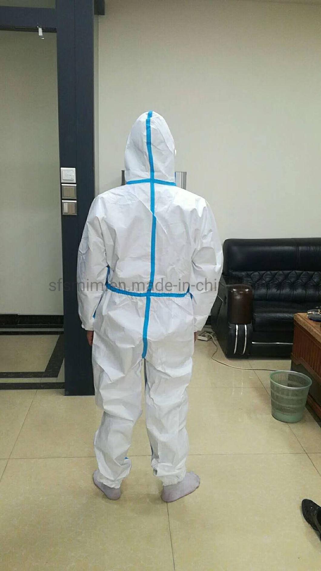 Single Use Overall Hooded Dispasable Isolation Suit White XL