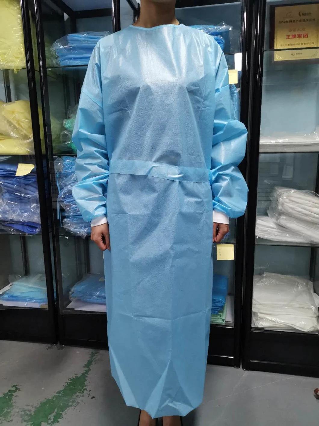 Visitor Patient Examination Chemotherapy Industrial Dust Proof Blue PP Non Woven Impervious Procedure Protective Clothing Disposable Medical Isolation Gown