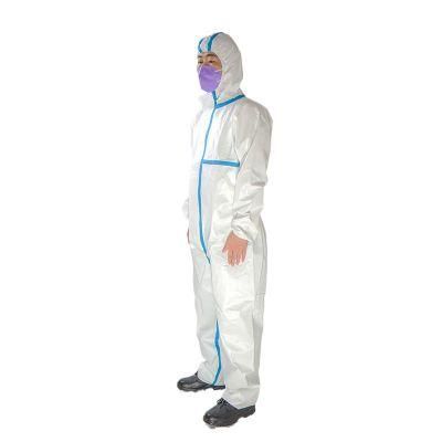 En1073/14126 Level 3 Breathable Lamincated PP PE Disposable Safety Coverall with Blut Taping Sewing