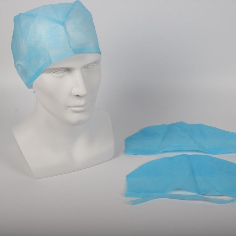 64*14cm Blue Disposable Medical Non Woven Fabric Surgeon Cap